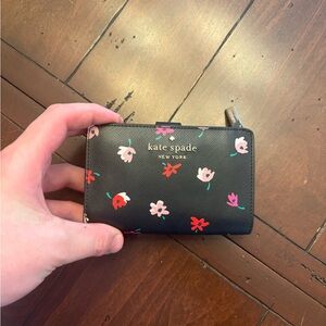 Kate Spade Black Wallet with Floral Design USED